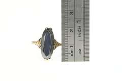 14K Yellow Gold Victorian Ornate Oval Hematite Statement Ring