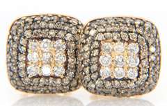 Effy Pave Chocolate and White Diamond Cushion Framed Earrings