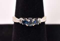 Stunning Three Stone Sapphire Ring in White Gold