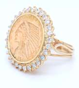 Dazzling Yellow Gold Indian Head 22kt Coin Ring