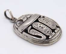 925 Sterling Silver Egyptian Scarab Amulet Pendant