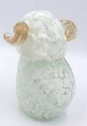 Handblown Glass Goat Ram Paperweight Curled Gold Shimmer Horns
