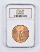 MS64 1911-D $20 Saint-Gaudens Gold Double Eagle NGC