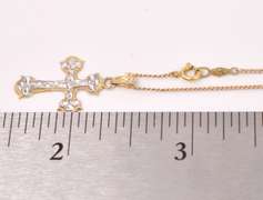 Sensational Cross Pendant Necklace in 14K and 10K Two-Tone Gold