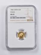 MS69 1986 China 5 Yuan Gold Panda 1/10 Oz. .999 Fine Gold NGC
