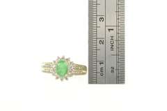 14K Yellow Gold 0.94 Ctw Emerald Diamond Halo Engagement Ring
