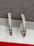 BRAND NEW 14K WHITE GOLD AND DIAMOND INSIDE-OUT HOOP EARRINGS