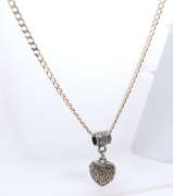 Vintage Italian 925 Sterling Silver Heart Shaped Pendant on Curb Chain Necklace