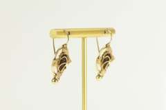 14K Yellow Gold Victorian Ornate Mourning Jewelry Dangle Earrings