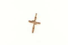 10K Rose Gold Diamond Inset Classic Cross Christian Faith Pendant