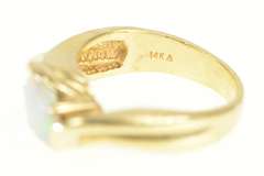 14K Yellow Gold Retro Natural Opal Ornate Bypass Statement Ring