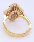 Remarkable 18kt Yellow Gold Rubellite Tourmaline and Diamond Ballerina Ring
