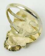 Sterling Navajo Malachite Squash Ring, Size 6.5