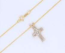 Dazzling Yellow Gold Diamond Cross Pendant on Chain
