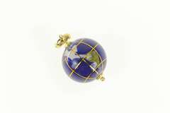 14K Yellow Gold Lapis Stone Inlay Globe Earth Vintage Charm/Pendant