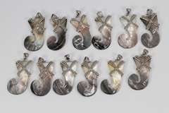 Abalone Shell Pendants Lot of 105 Rhodium Plating Over Brass