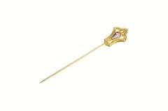 10K Yellow Gold Victorian Amethyst Ornate Classic Stick Pin