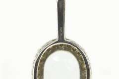 14K White Gold Oval Blue Topaz Diamond Halo Statement Pendant