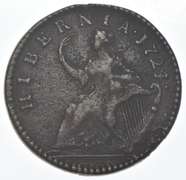 1724 Hibernia Colonial Copper Coin 1/2p