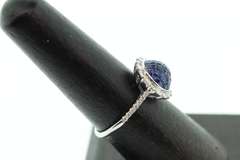 18k White Gold Gigantic Sapphire Cluster Semi-Sphere with Diamond edges and side stones