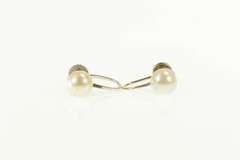 14K White Gold Pearl Retro 1960's Classic Screw Back Earrings