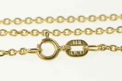 14K Yellow Gold 1.5mm Cable Chain Classic Simple Oval Link Necklace