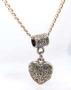 Vintage Italian 925 Sterling Silver Heart Shaped Pendant on Curb Chain Necklace