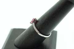 Enrapturing Four Square Ruby 18k White Gold Ring flanked with Diamonds