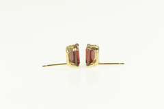 14K Yellow Gold Emerald Cut Garnet Solitaire Classic Stud Earrings
