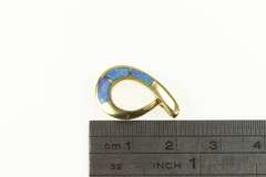 14K Yellow Gold Black Opal Inlay Loop Tear Drop Pendant