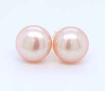 Simple 8mm Pink Fresh Water Pearl Stud Earrings