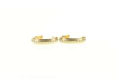 10K Yellow Gold Resin Studded Oval Statement Semi Hoop Earrings