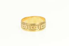 18K Yellow Gold 1950's 6.4mm Floral Pattern Statement Band Ring