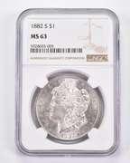 MS63 1882-S Morgan Silver Dollar - Graded NGC Rainbow Tone