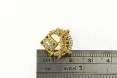 10K Yellow Gold Alpha Zeta Seed Pearl Moon Book Lapel Pin/Brooch