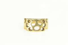 14K Yellow Gold Squared Retro Geometric Pierced Swiss Cheese Ring