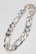 .925 Sterling Silver 13mm 3+1 Figaro Bracelet 10 Inches