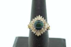 Luscious Envy Green Opal Ring with Dynamic Gold Plated Silver and Diamond Accents