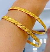 Set of 2x 22kt Solid Yellow Gold Bangle Bracelets