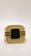 Men's 14kt Solid Yellow Gold, Onyx, & CZ Ring