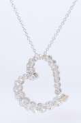Dazzling White Gold Graduated Diamond Heart Shaped Pendant on Chain