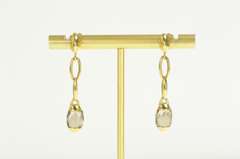 18K Yellow Gold Fibo Smoky Quartz Chain Dangle Statement Earrings
