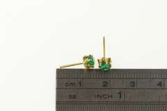 14K Yellow Gold Round Sim. Emerald Vintage Solitaire Stud Earrings
