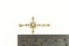 10K Yellow Gold Cubic Zirconia Baguette Cross Faith Symbol Pendant