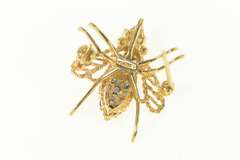 14K Yellow Gold Pave Sapphire Diamond Bee Fly Insect Pin/Brooch