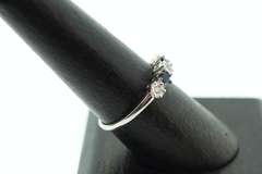 Mismatch Diamond Cluster Trinity 18k White Gold Ring with Sapphires