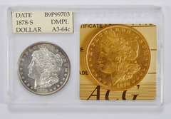 A3-64c 1878-S Morgan Silver Dollar - Accugrade Graded