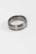 8mm Tungsten Carbide Silver Tone Thick Stripe Wedding Band Comfort Fit Ring Size 11