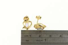 14K Yellow Gold Oval Tanzanite Diamond Accent Heart Stud Earrings