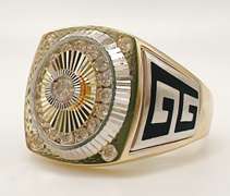 Men's 14kt Solid Yellow Gold, Onyx, & CZ Ring